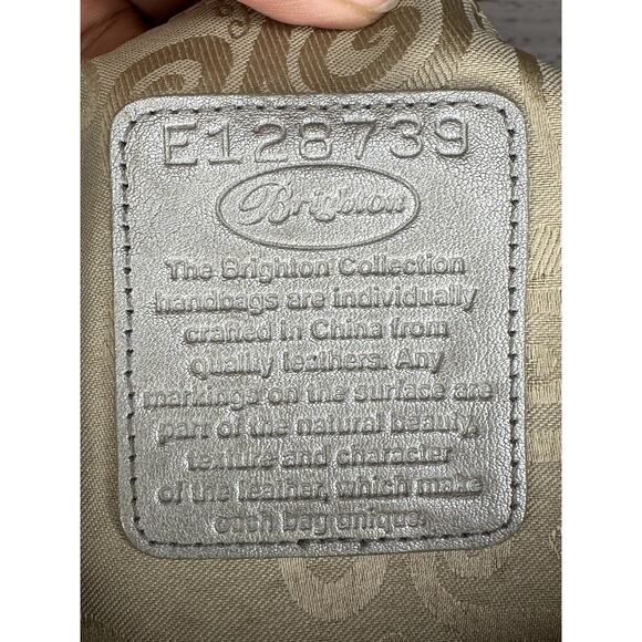 Brighton Croc Embossed Beige Green Metallic Hand Bag Hobo Shoulder Purse - Picture 11 of 11